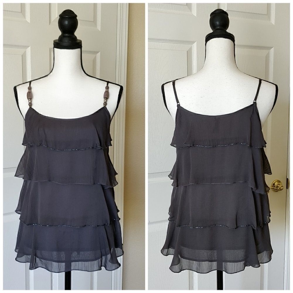 Lapis embellished layered chiffon tank  sz M